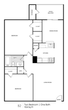 2 Bedroom, 1 Bathroom 168 floor plan